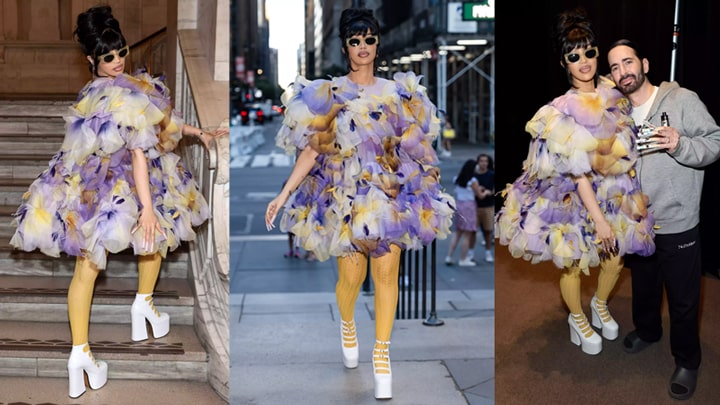 Cardi B Wows in an Explosion of Fabric and Sky-High Heels at Marc Jacobs Fashion Show